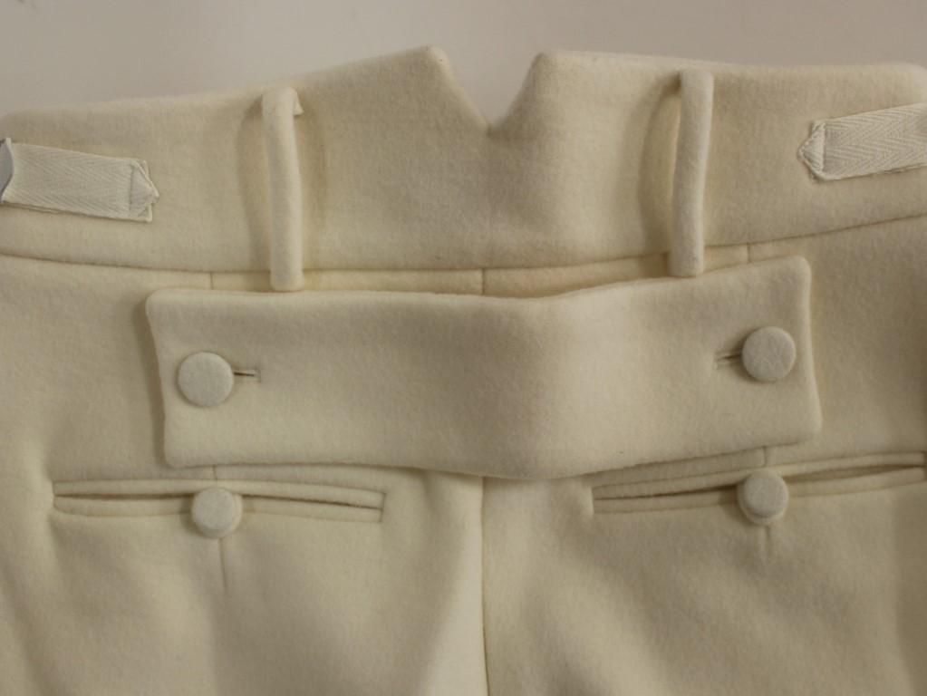 White Wool High Waist Casual Pants