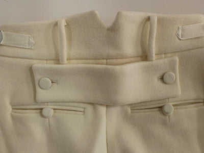 White Wool High Waist Casual Pants