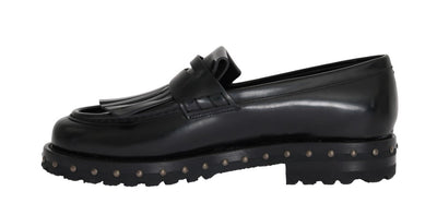 Black Leather Platform Loafers