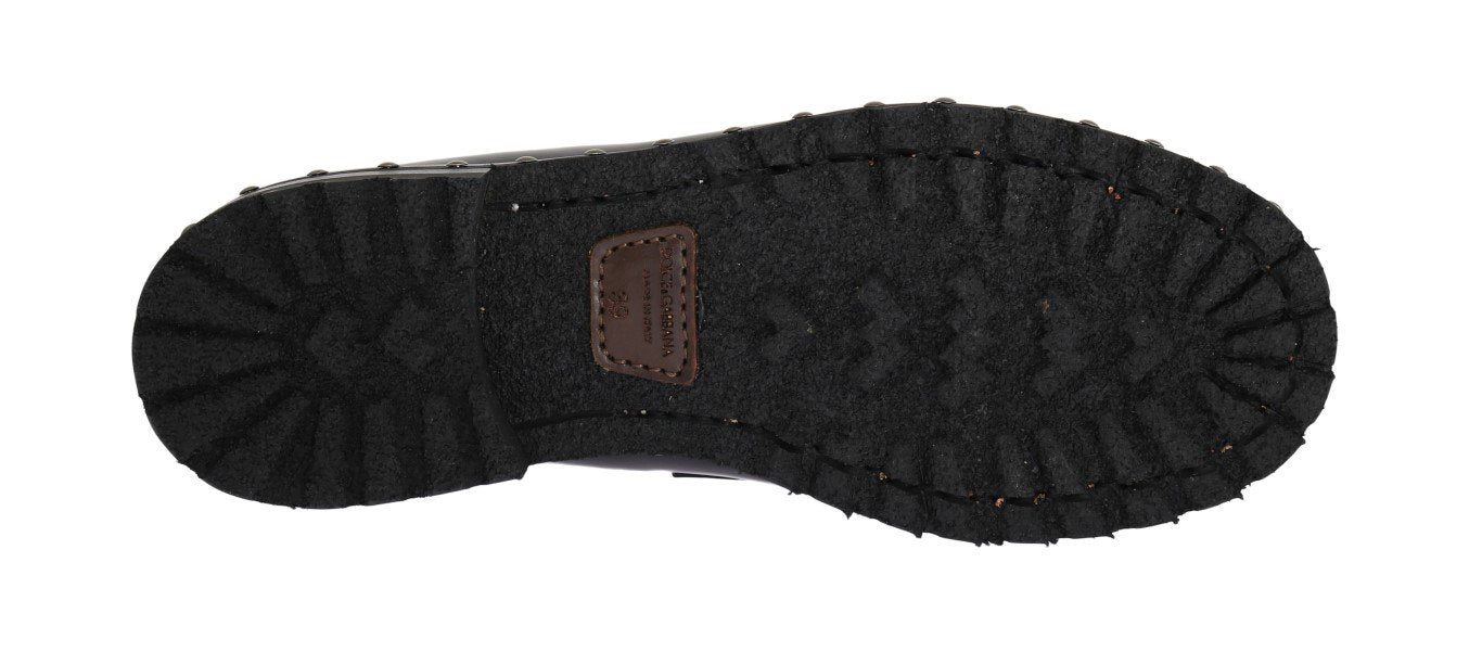 Black Leather Platform Loafers