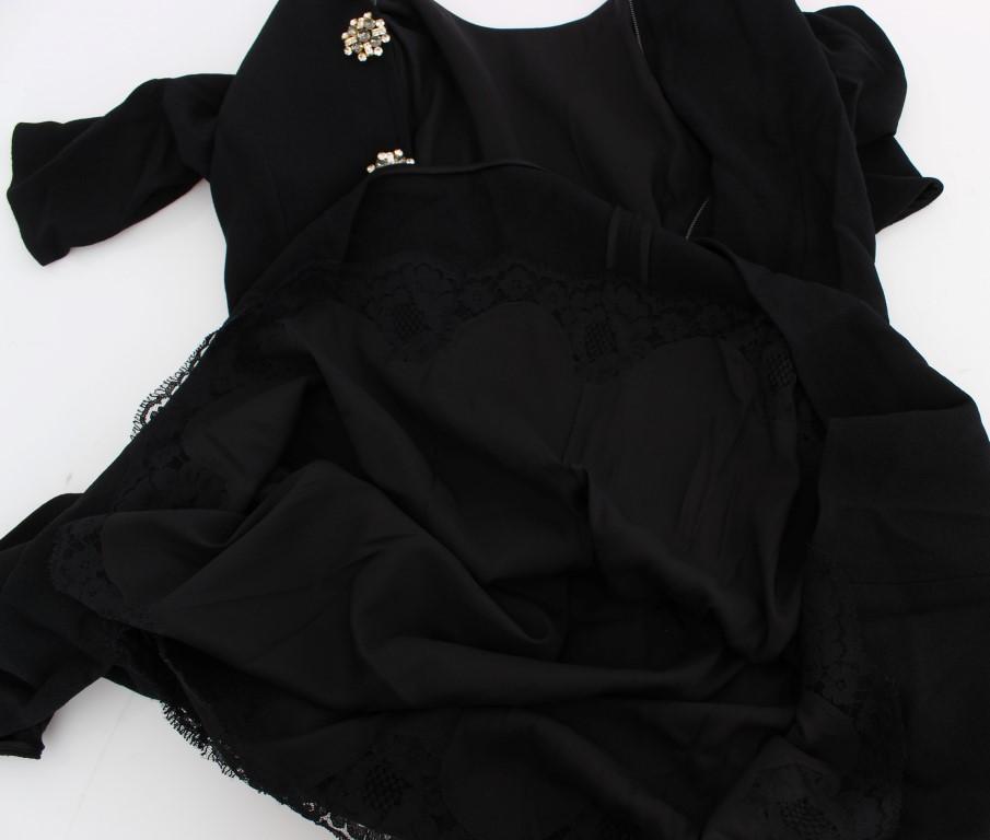 Black Stretch A-Line Shift Crystal Dress