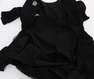 Black Stretch A-Line Shift Crystal Dress