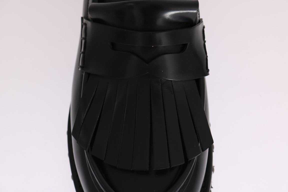 Black Leather Platform Loafers