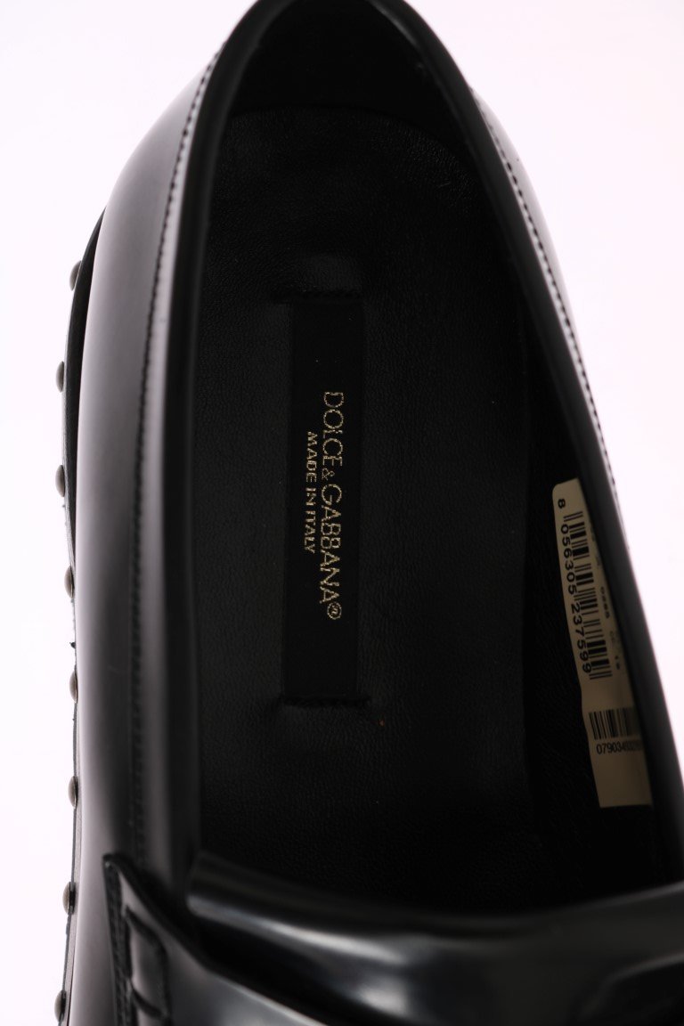 Black Leather Platform Loafers