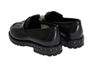 Black Leather Platform Loafers