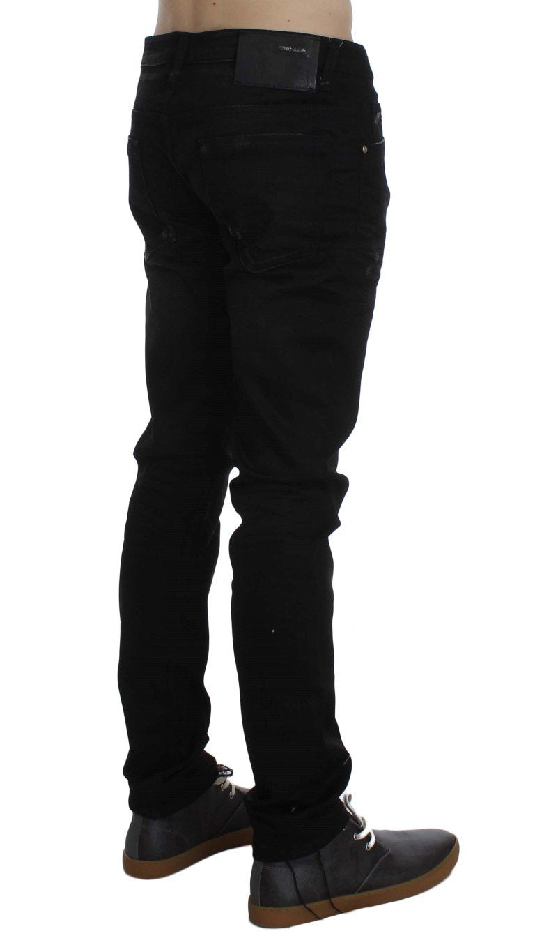 Black Wash Cotton Stretch Slim Fit Jeans
