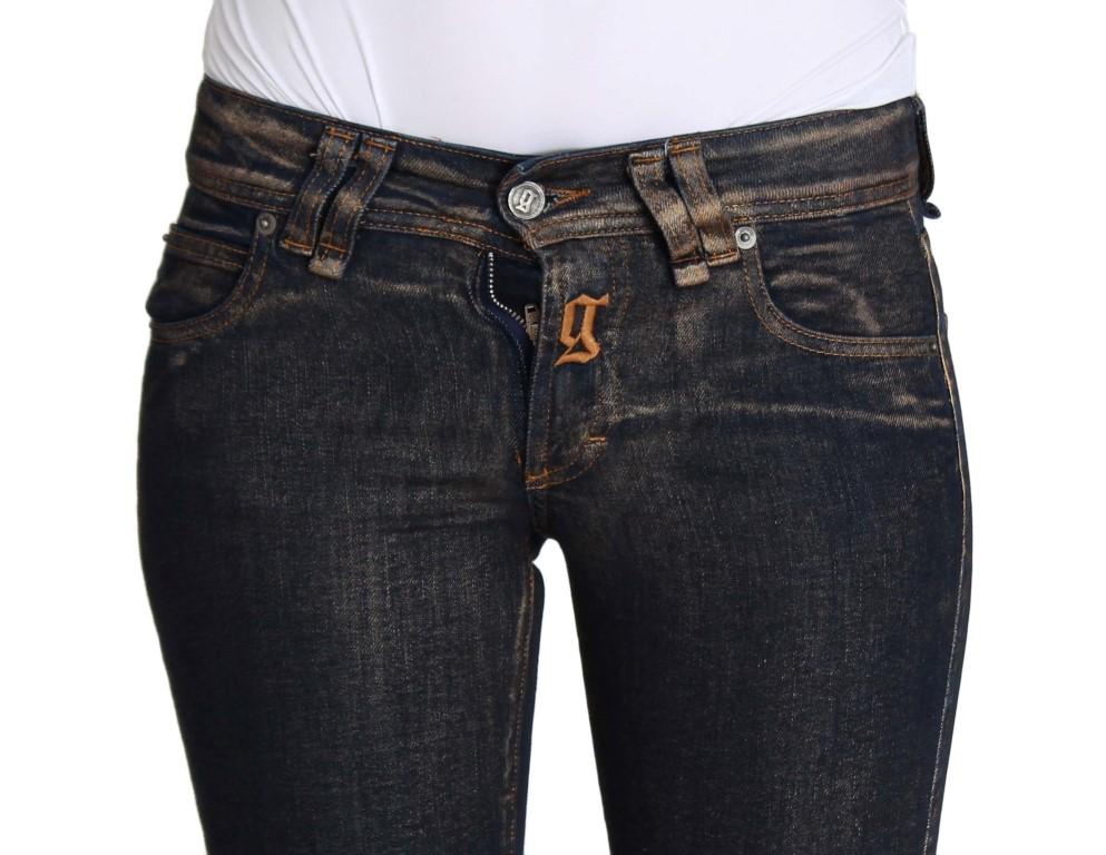 Blue Dark Cotton Stretch Flare Bootcut Jeans