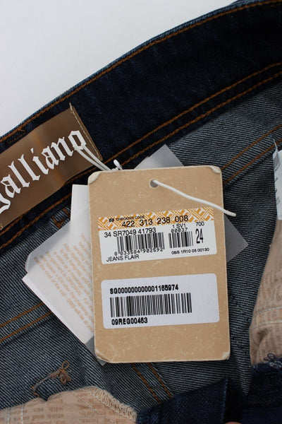 Blue Dark Cotton Stretch Flare Bootcut Jeans