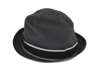 Black Gray Checkered Cotton Trilby Hat