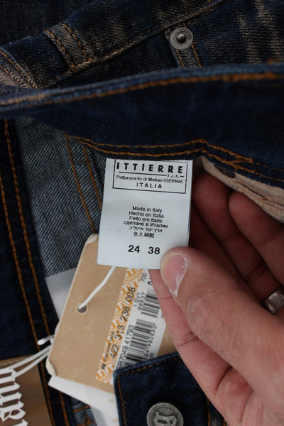 Blue Dark Cotton Stretch Flare Bootcut Jeans