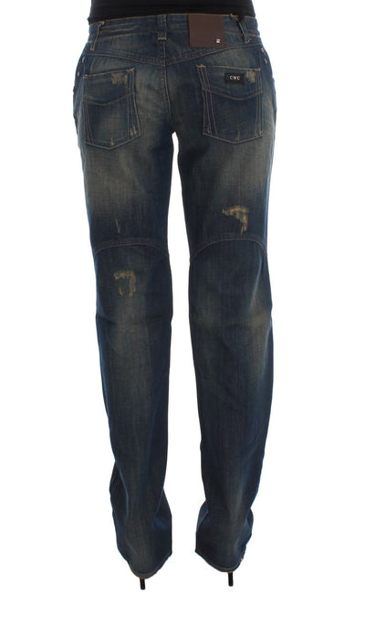 Blue Cotton Boyfriend Denim Jeans