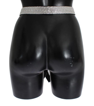 Black Silk Clear Crystal Waist Belt
