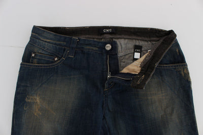 Blue Cotton Boyfriend Denim Jeans