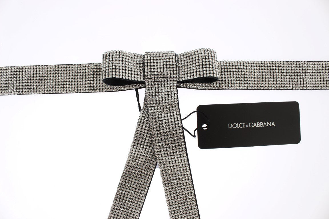Black Silk Clear Crystal Waist Belt