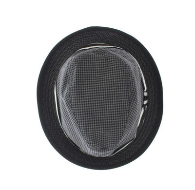Black Gray Checkered Cotton Trilby Hat