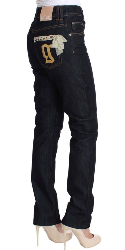 Blue Regular Fit Sequined Cotton Denim Jeans