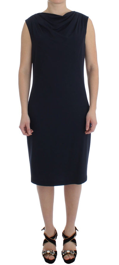 Blue Stretch Jersey Wiggle Sheath Dress
