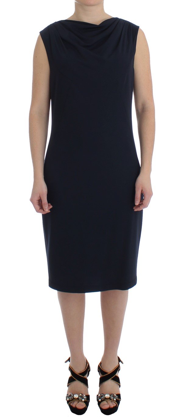 Blue Stretch Jersey Wiggle Sheath Dress