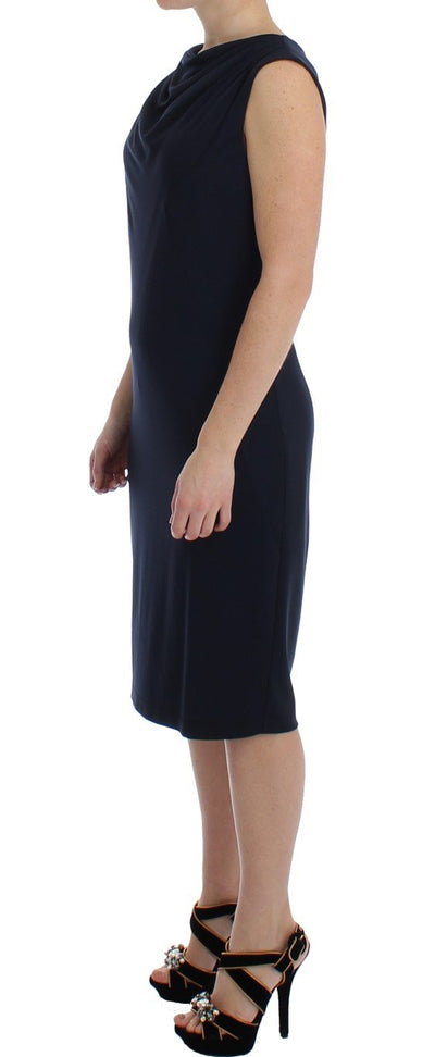 Blue Stretch Jersey Wiggle Sheath Dress