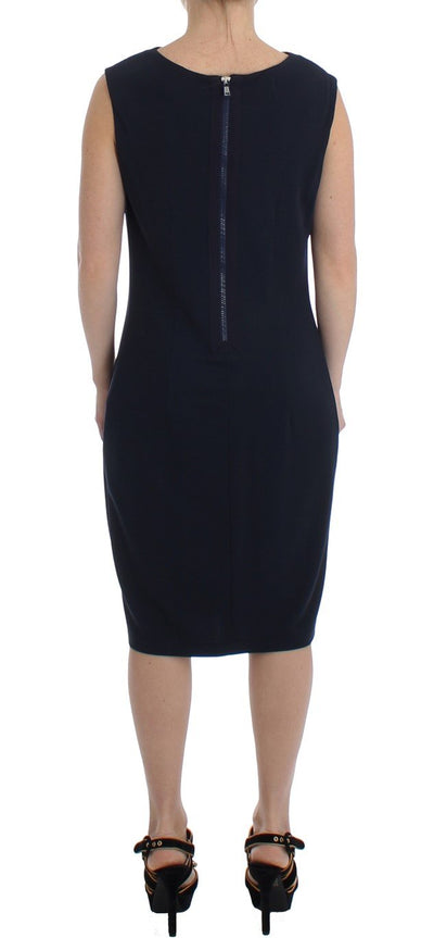 Blue Stretch Jersey Wiggle Sheath Dress