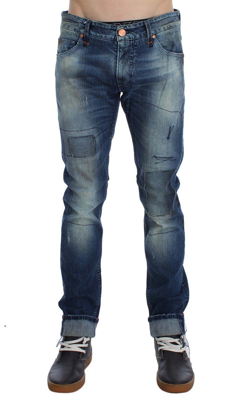 Blue Wash Cotton Stretch Slim Skinny Fit Jeans