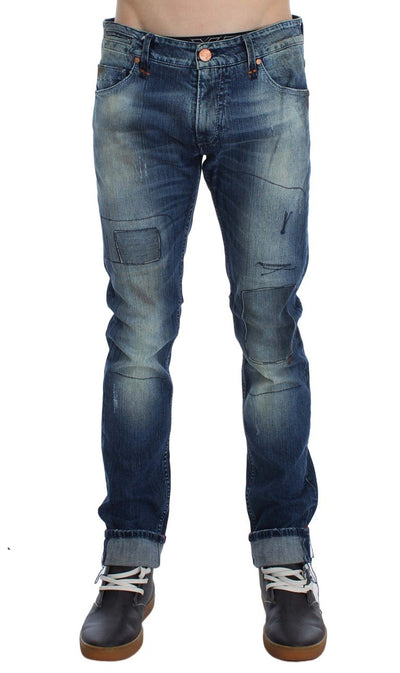 Blue Wash Cotton Stretch Slim Skinny Fit Jeans
