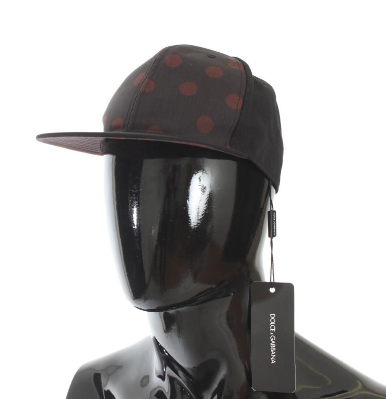 Black Red Polka Dot Cotton Flat Bill Cap