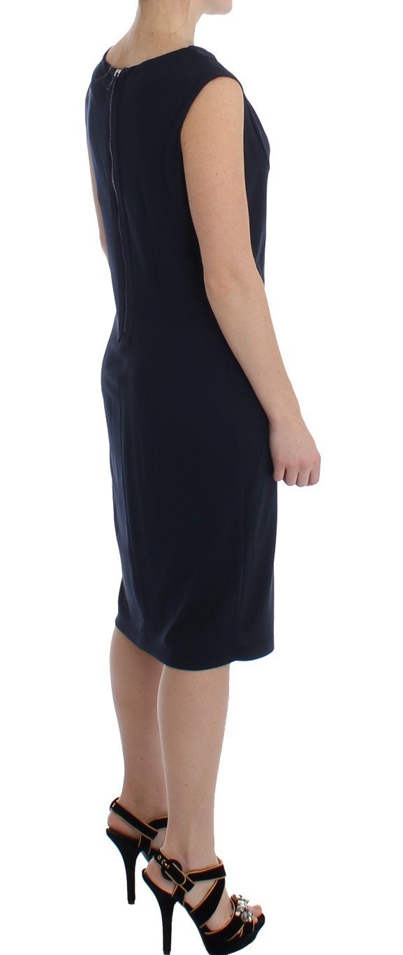 Blue Stretch Jersey Wiggle Sheath Dress