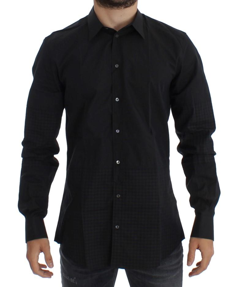 Black Checkered Slim Fit GOLD Casual Shirt