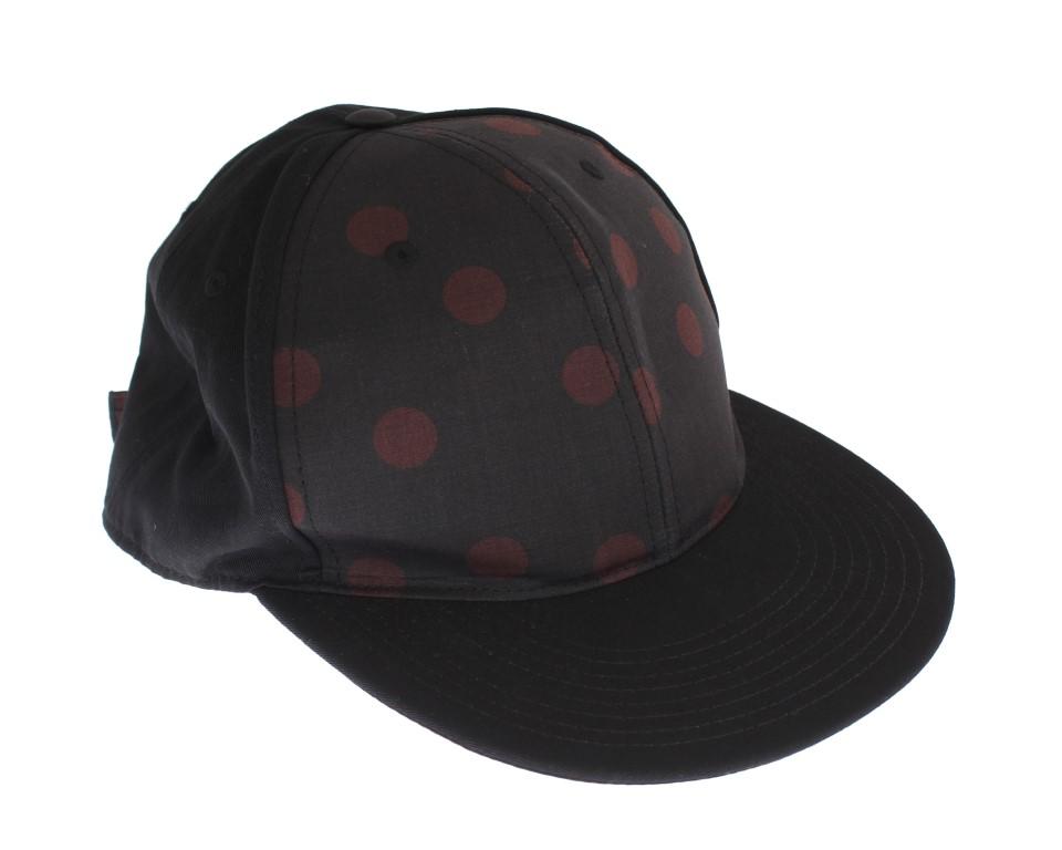 Black Red Polka Dot Cotton Flat Bill Cap