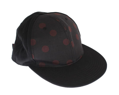 Black Red Polka Dot Cotton Flat Bill Cap
