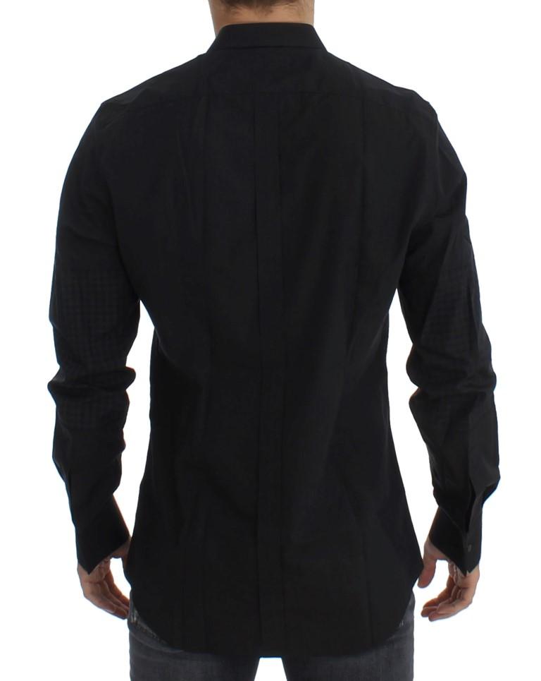 Black Checkered Slim Fit GOLD Casual Shirt