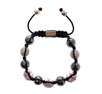 Hematite Pink Clear CZ 925 Silver Bracelet
