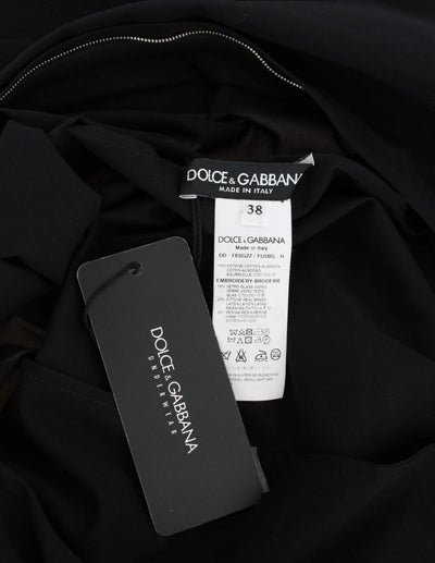 Black Cotton Crystal Collar Dress