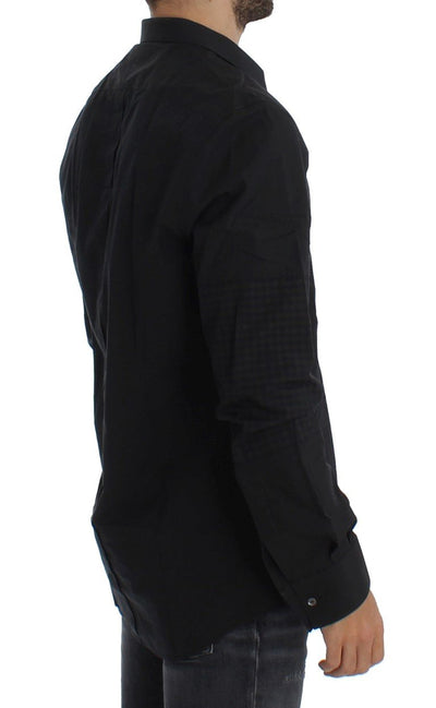 Black Checkered Slim Fit GOLD Casual Shirt