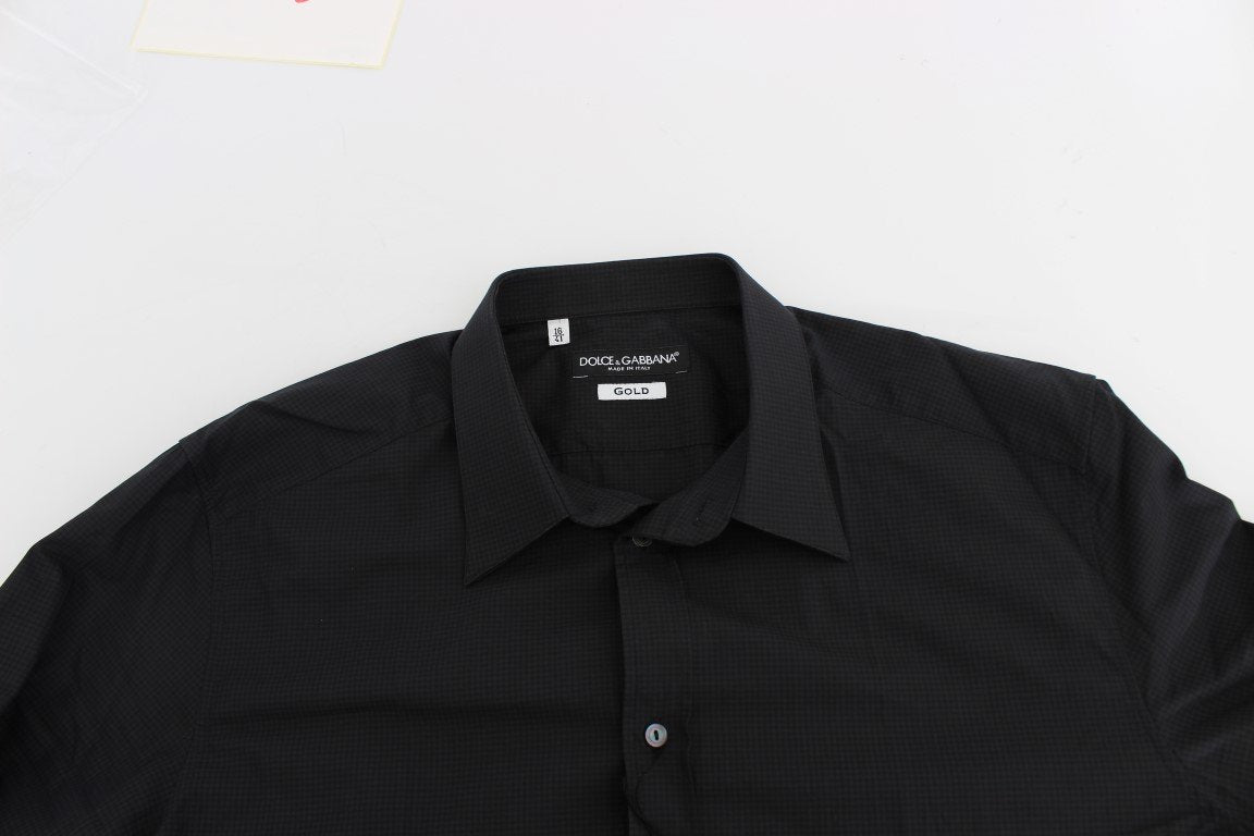 Black Checkered Slim Fit GOLD Casual Shirt