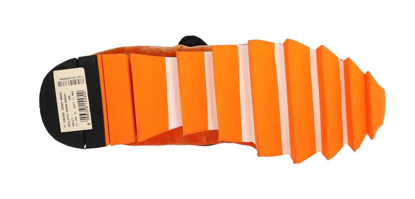 Orange Velvet Crystal Strap Ballerina Shoes