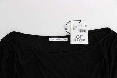 Black Mini Jersey Shift Belted Dress