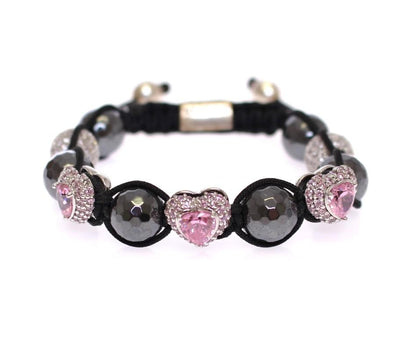 Hematite Pink Clear CZ 925 Silver Bracelet