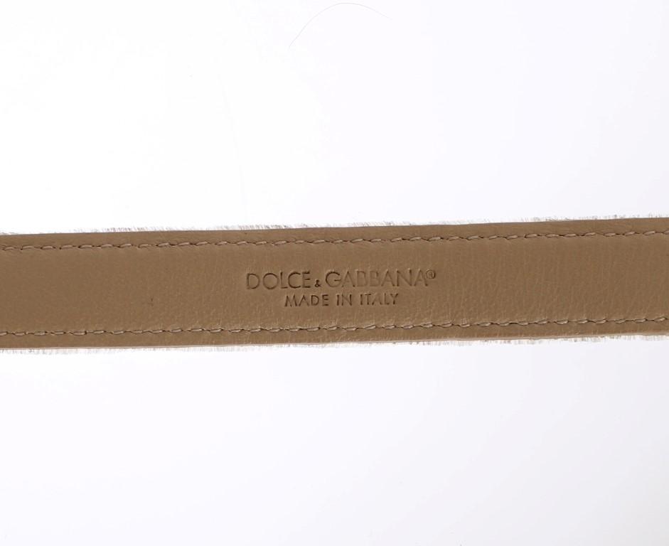 Beige Suede Leather Crystal Buckle Belt