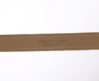 Beige Suede Leather Crystal Buckle Belt
