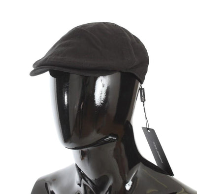 Black Cotton Newsboy Cap