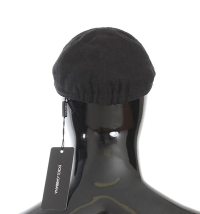 Black Cotton Newsboy Cap