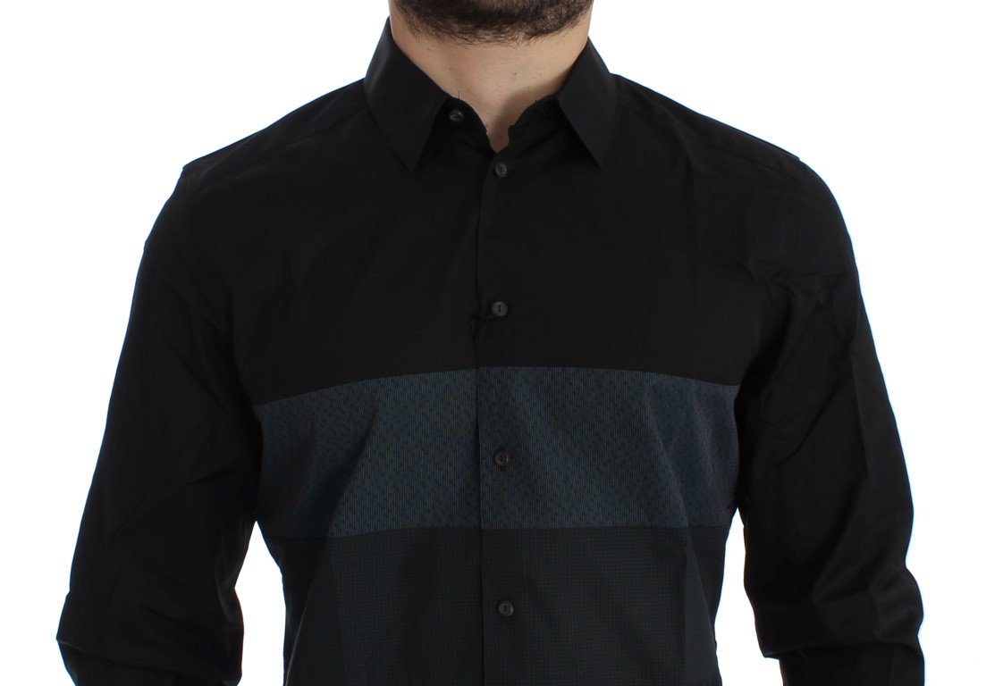 Black Checkered Slim Fit GOLD Casual Shirt