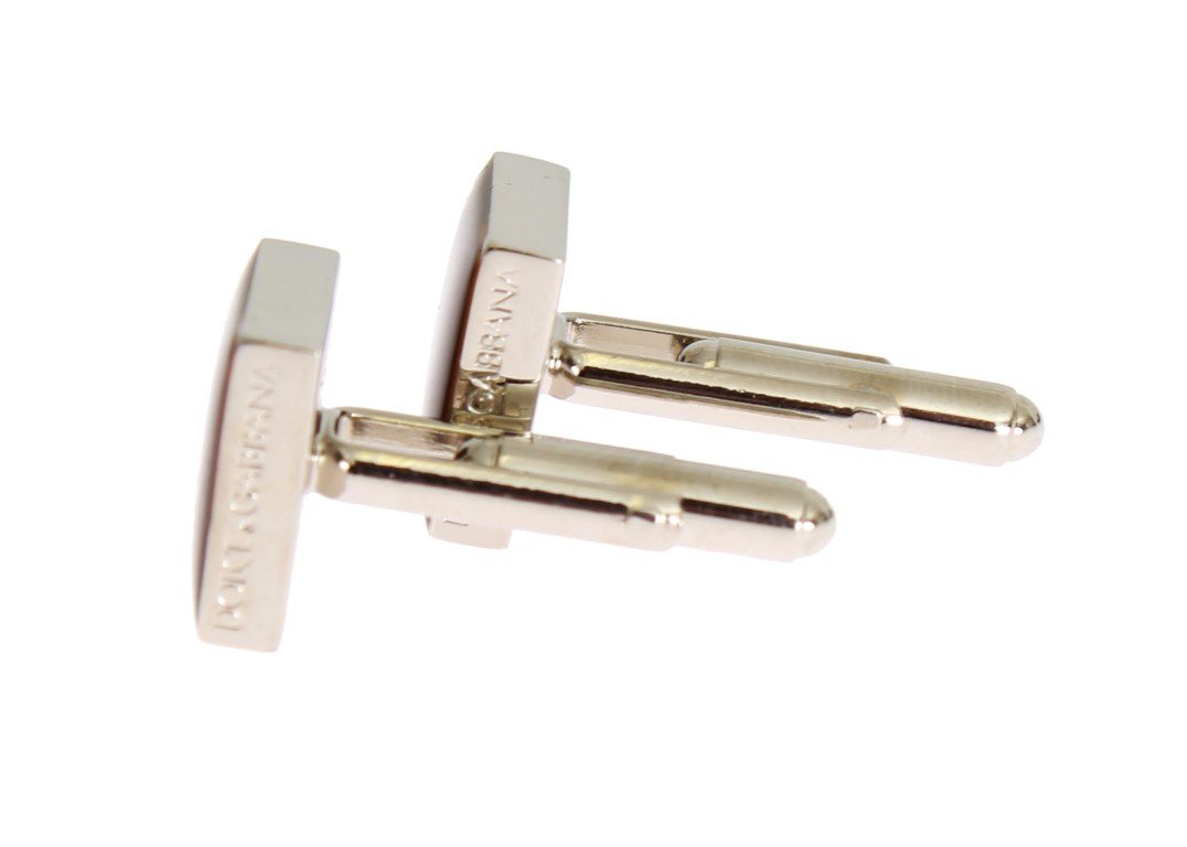 Silver Brass Square Red Stone Cufflinks