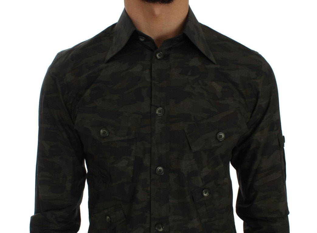 Military Green Cotton Casual Shirt