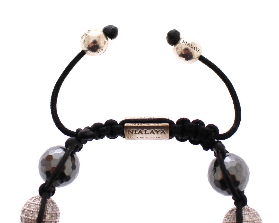 Hematite Pink Clear CZ 925 Silver Bracelet