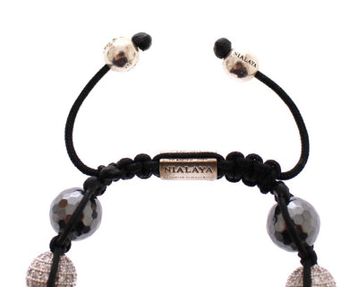 Hematite Pink Clear CZ 925 Silver Bracelet
