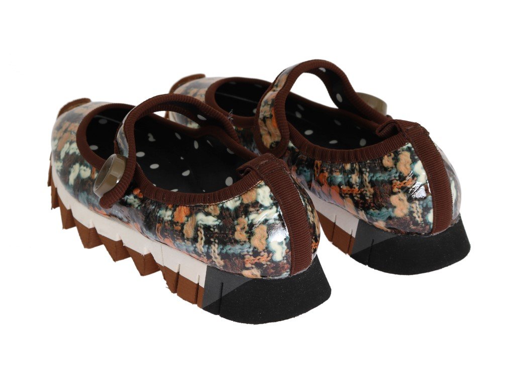 Brown Patent Leather Ballerina Shoes