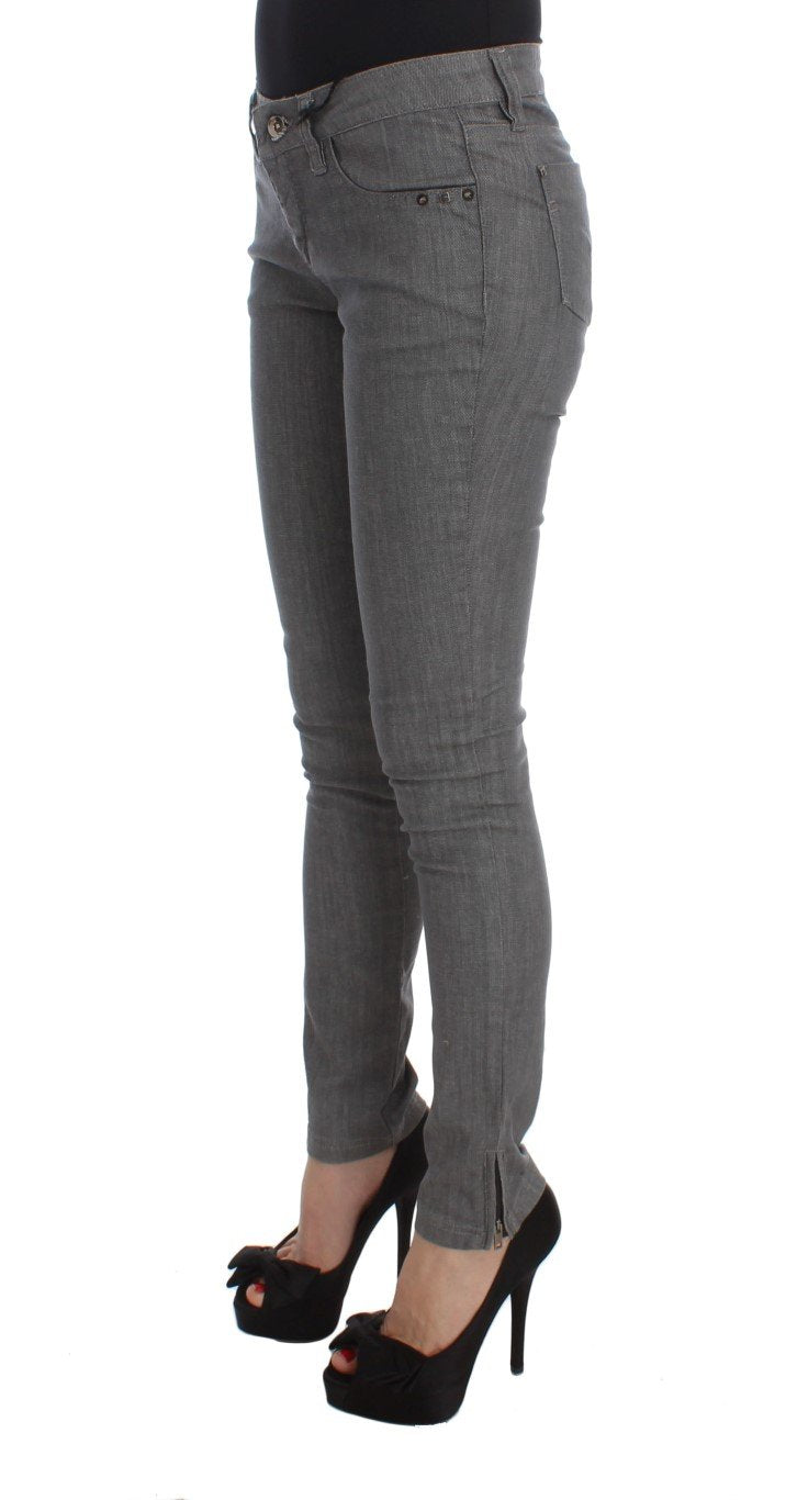 Gray Cotton Blend Slim Fit Jeans